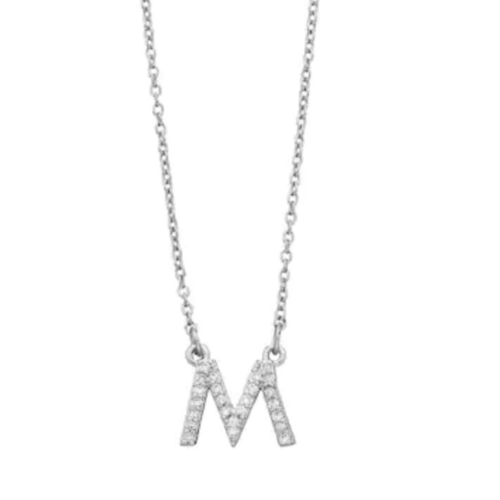 LC Pave Monogram Pendant Necklace - M